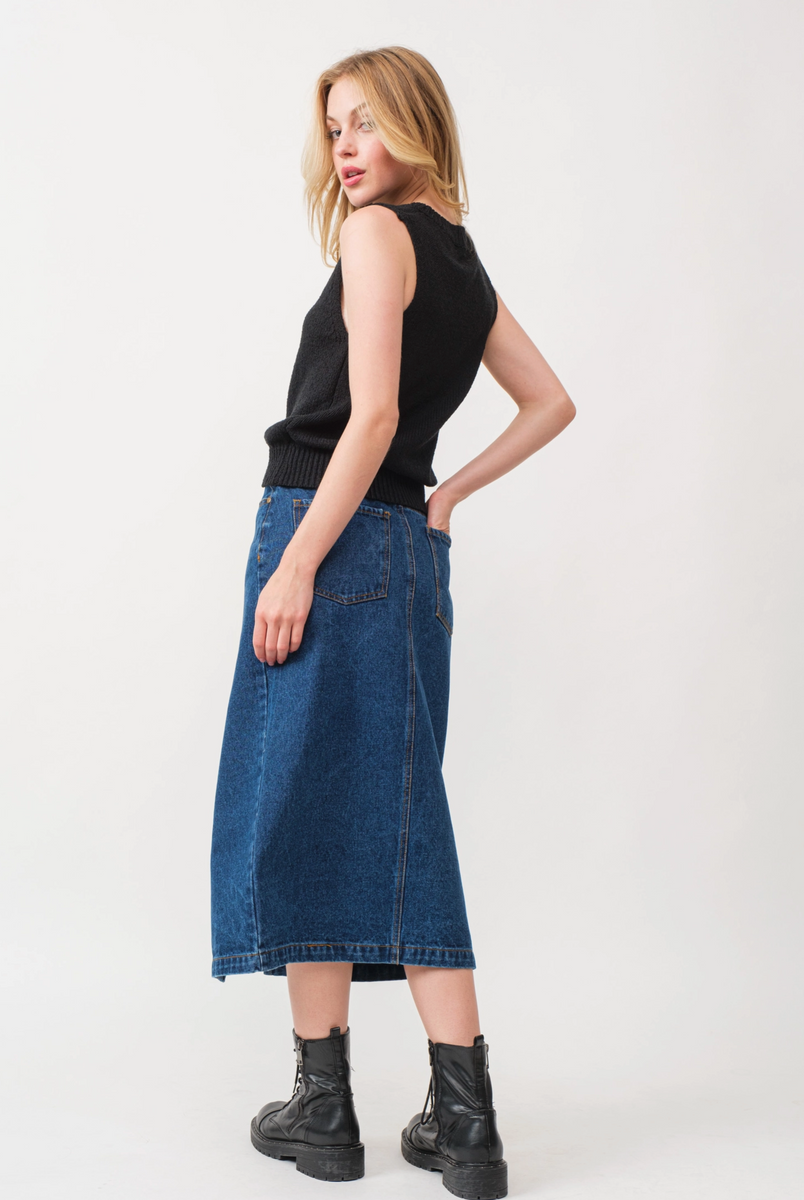 Ana Front Slit Denim Skirt – The Good Wolf Lifestyle Co