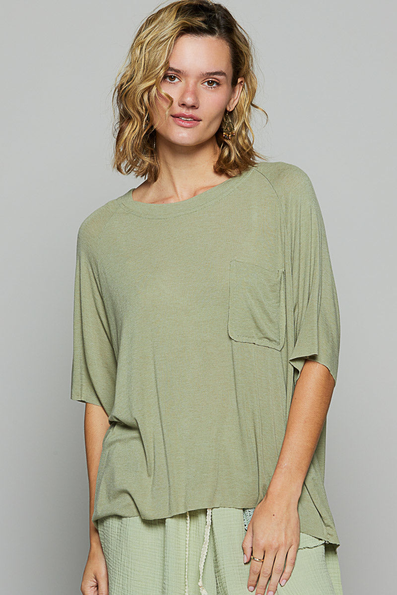 Vintage Stone Washed Jersey in Herb