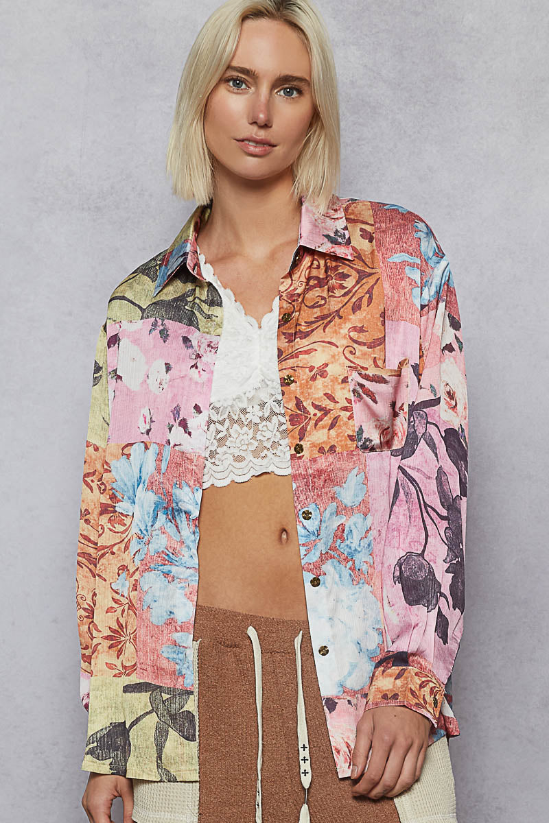 Rose Print Woven in Brick