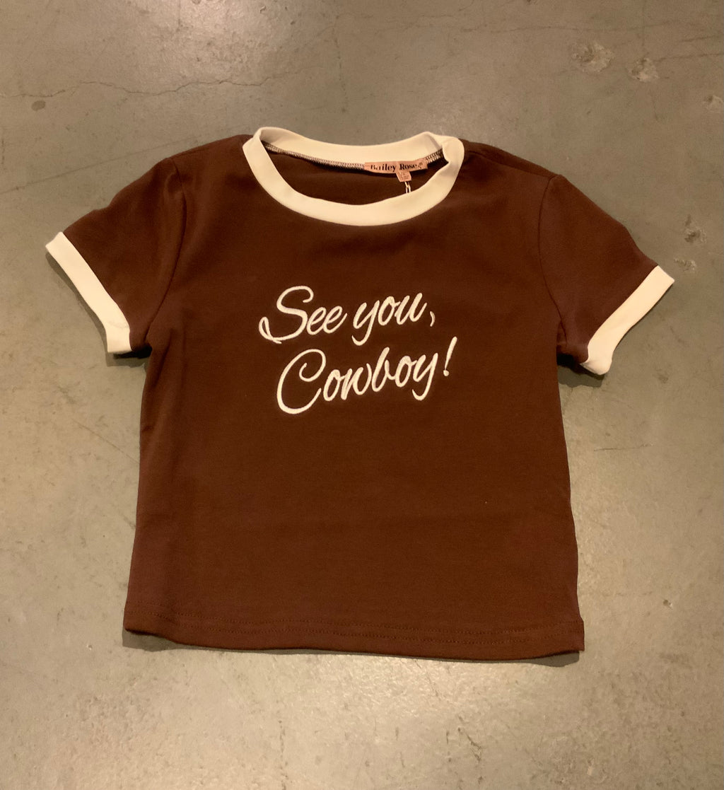 Bailey Rose Green "See Ya, Cowboy" Cropped Tee