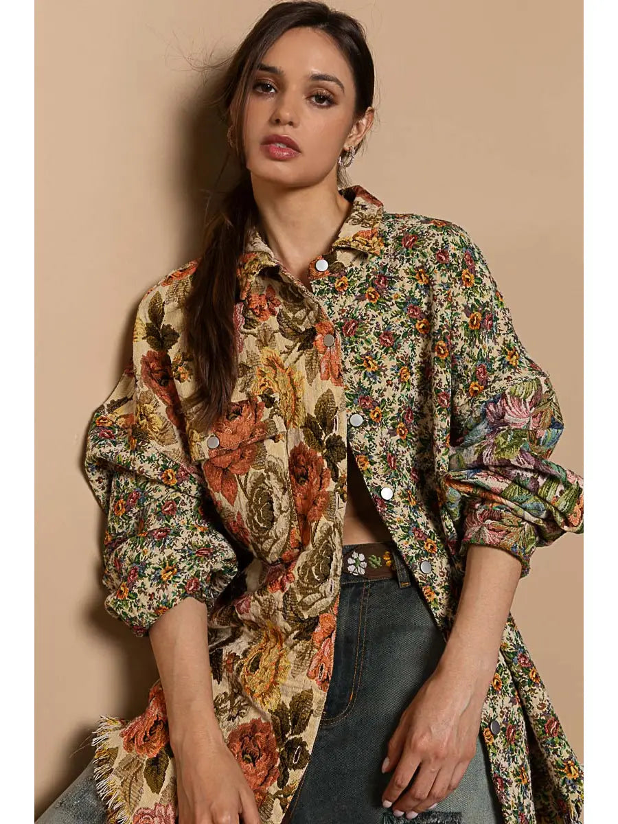 Floral Pattern Jacquard Jacket