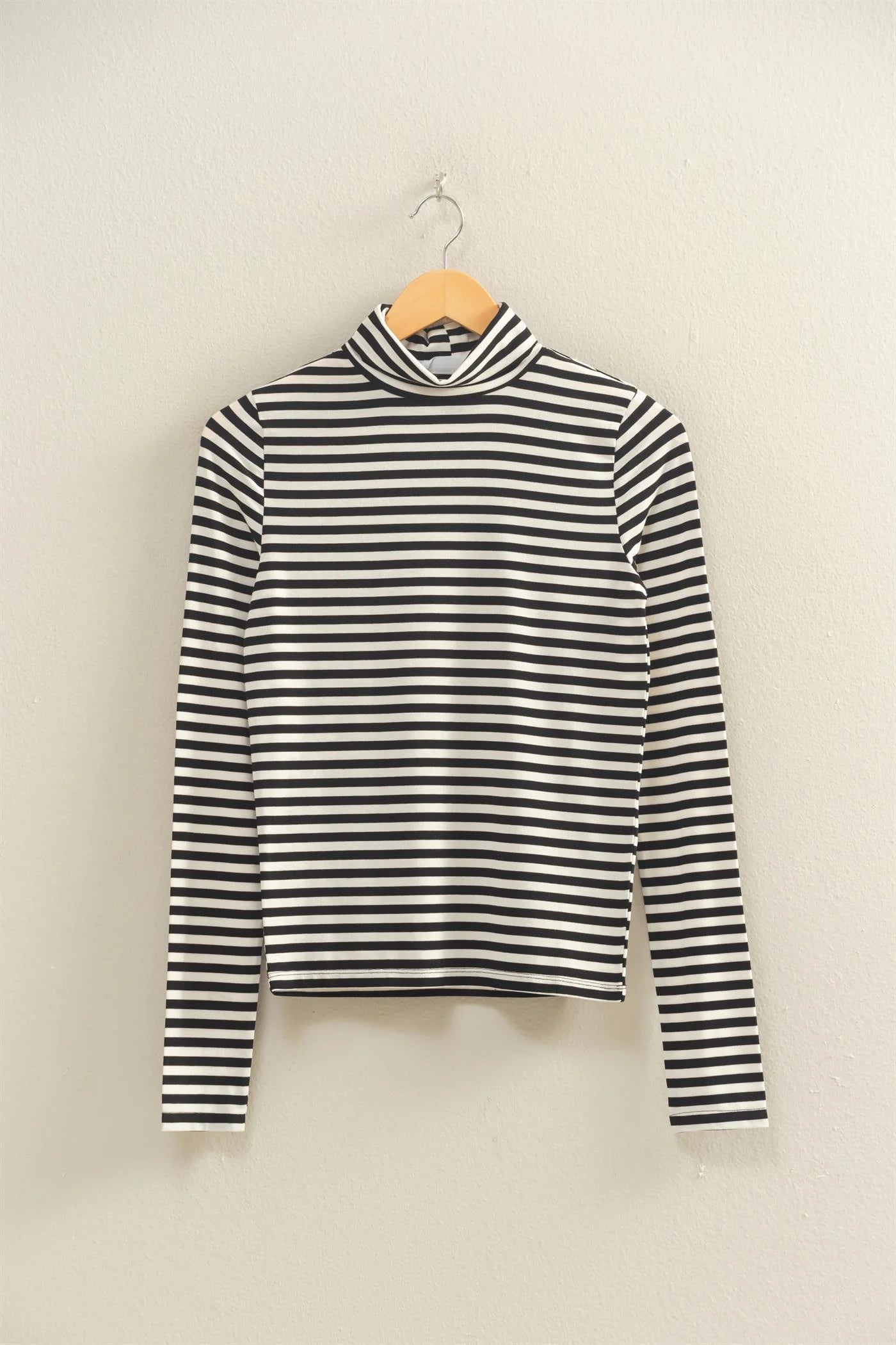 Striped Long Sleeve Mock Neck Top