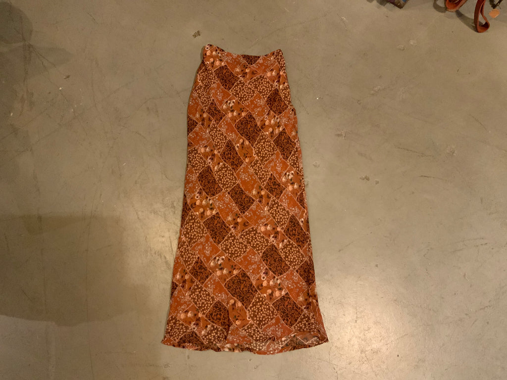 Bailey Rose Brown Floral Quilted Print Skirt