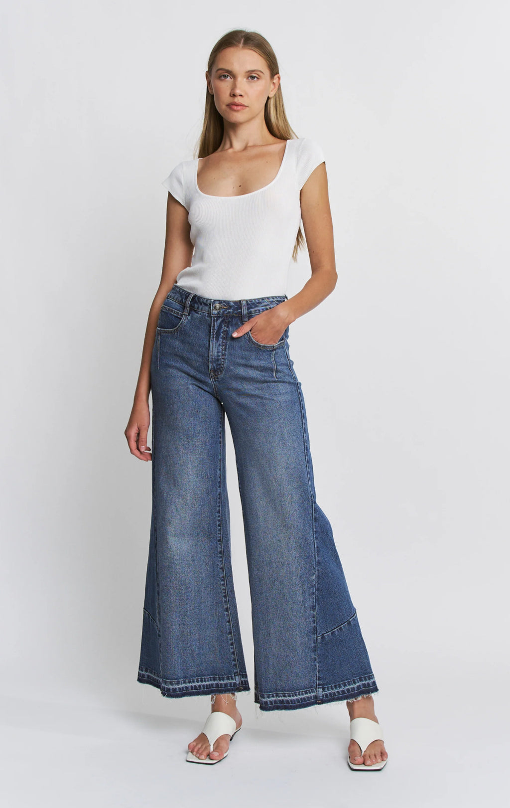 MICA High Rise Wide Leg Panel Jeans