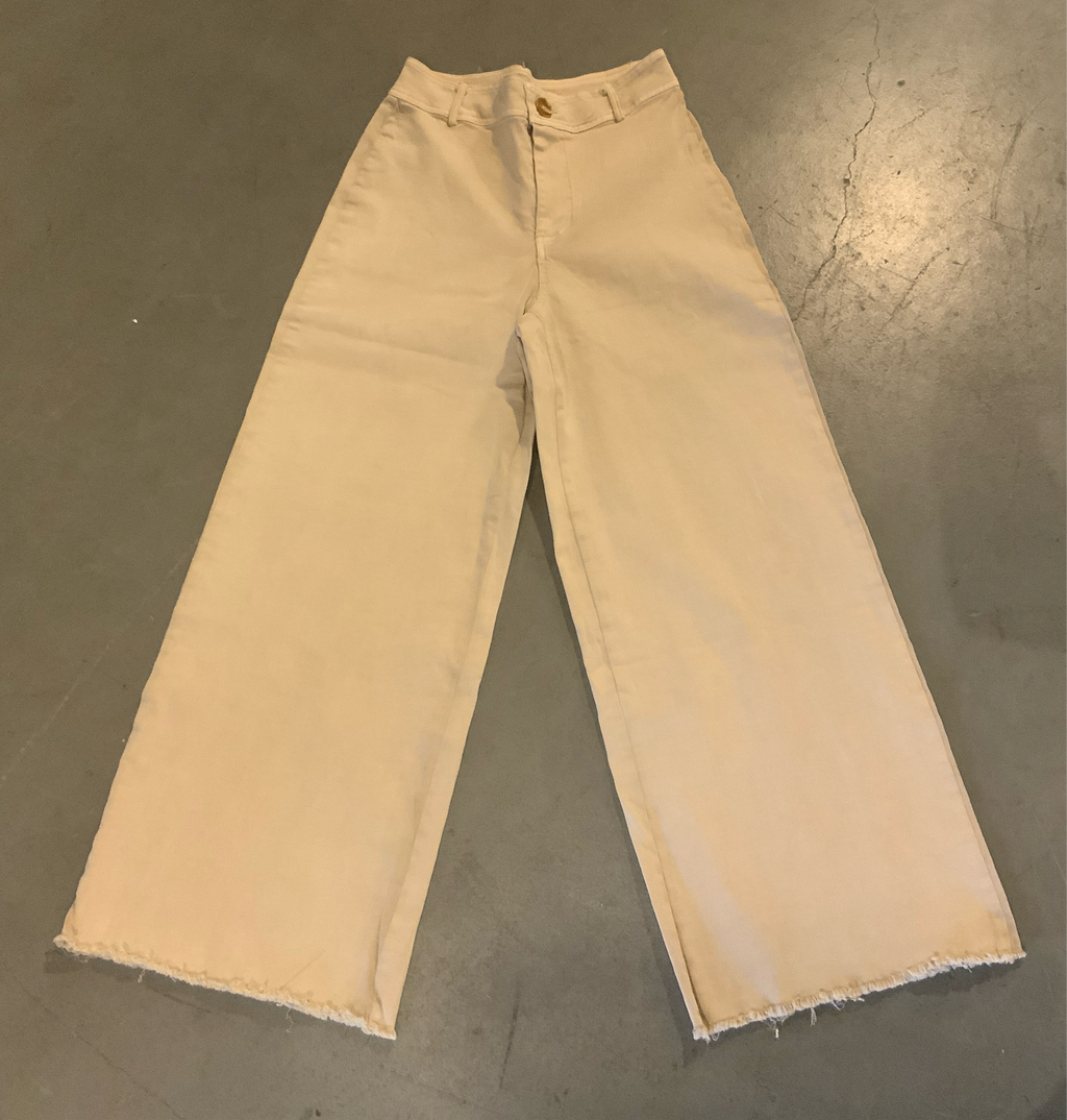 High Waist Wide Leg Pants - Oatmeal