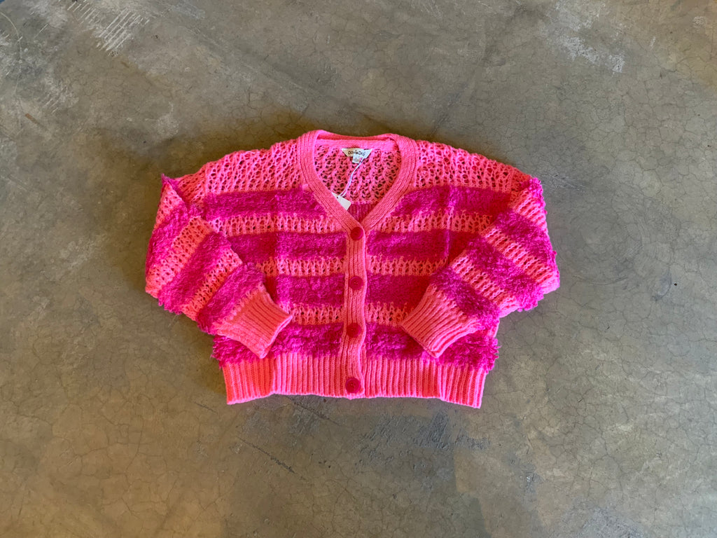 Davi & Dani Crochet Pink Striped Sweater