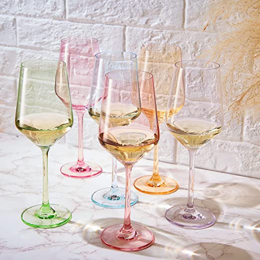 Muted 12 Oz. Wine glass - Assorted Colors (set of 6)