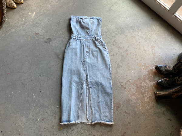 primark denim midi dress Bailey Rose Denim Strapless Dress – The Good Wolf Lifestyle Co