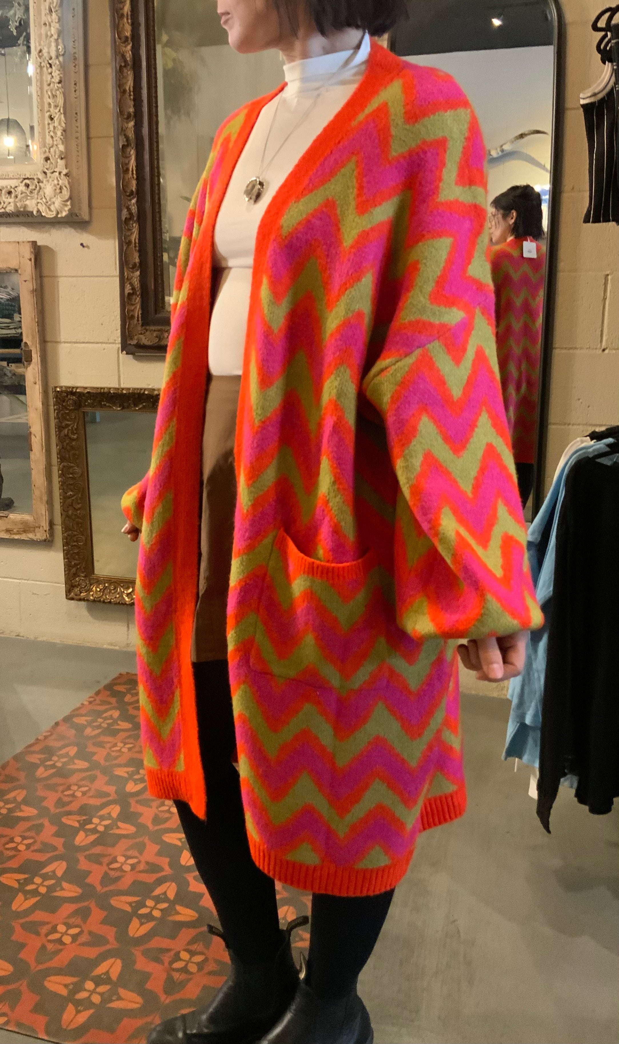 Davi & Dani Mulitcolor Chevron Cardigan