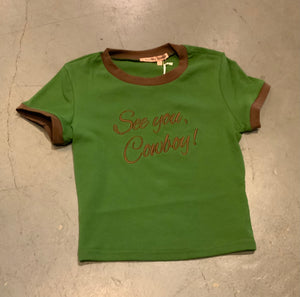 Bailey Rose Green "See Ya, Cowboy" Cropped Tee