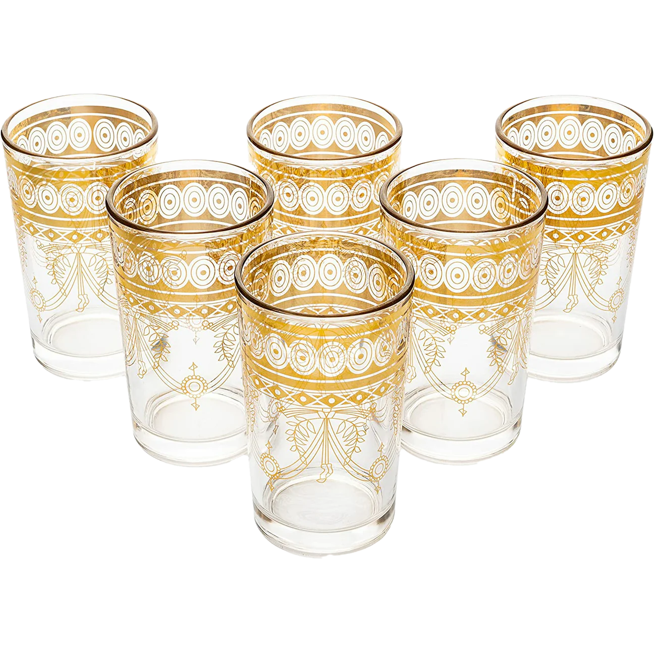 Gold Moroccan Glasses - Handmade set of 6