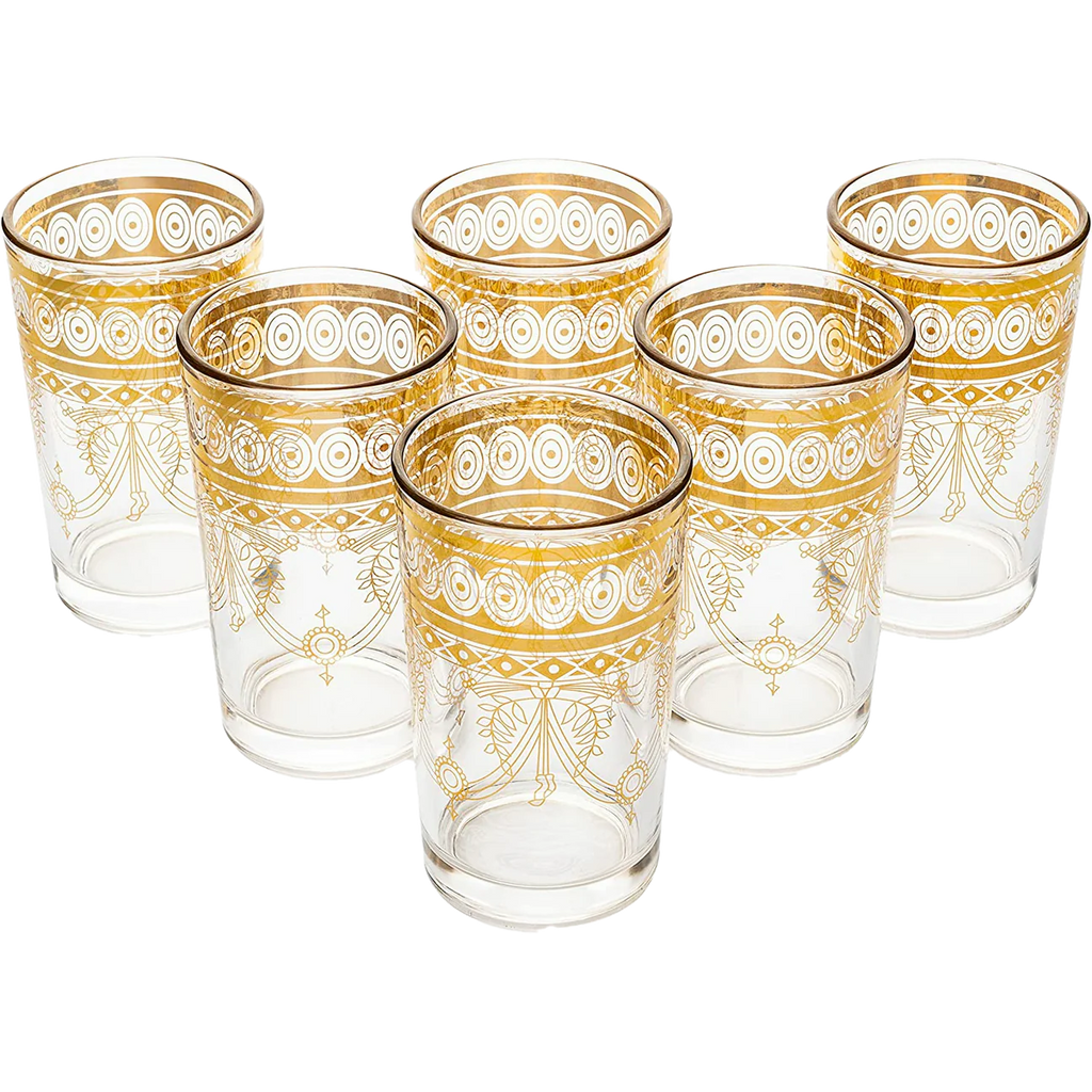 Gold Moroccan Glasses - Handmade set of 6