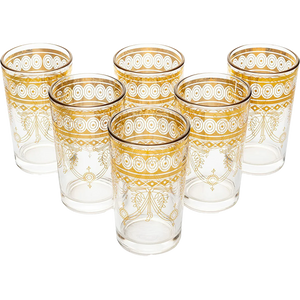 Gold Moroccan Glasses - Handmade set of 6