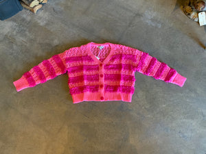 Davi & Dani Crochet Pink Striped Sweater