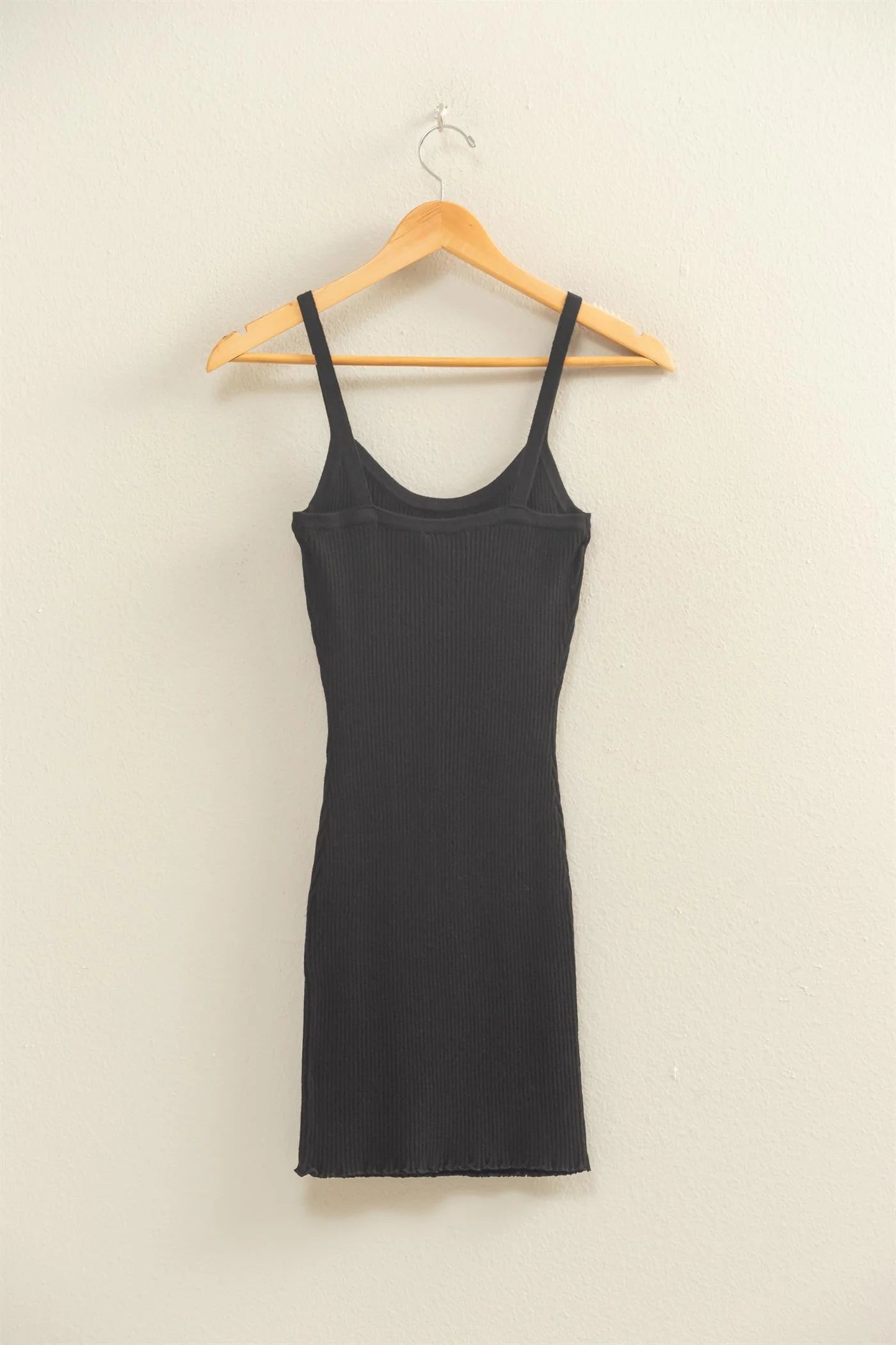 blue dress for baby girl Black Rib Knit Scoop Neck Mini Dress – PrettyFashion.com main image 0