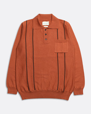 Far Afield Alfaro Knitted Polo - Burnt Orange