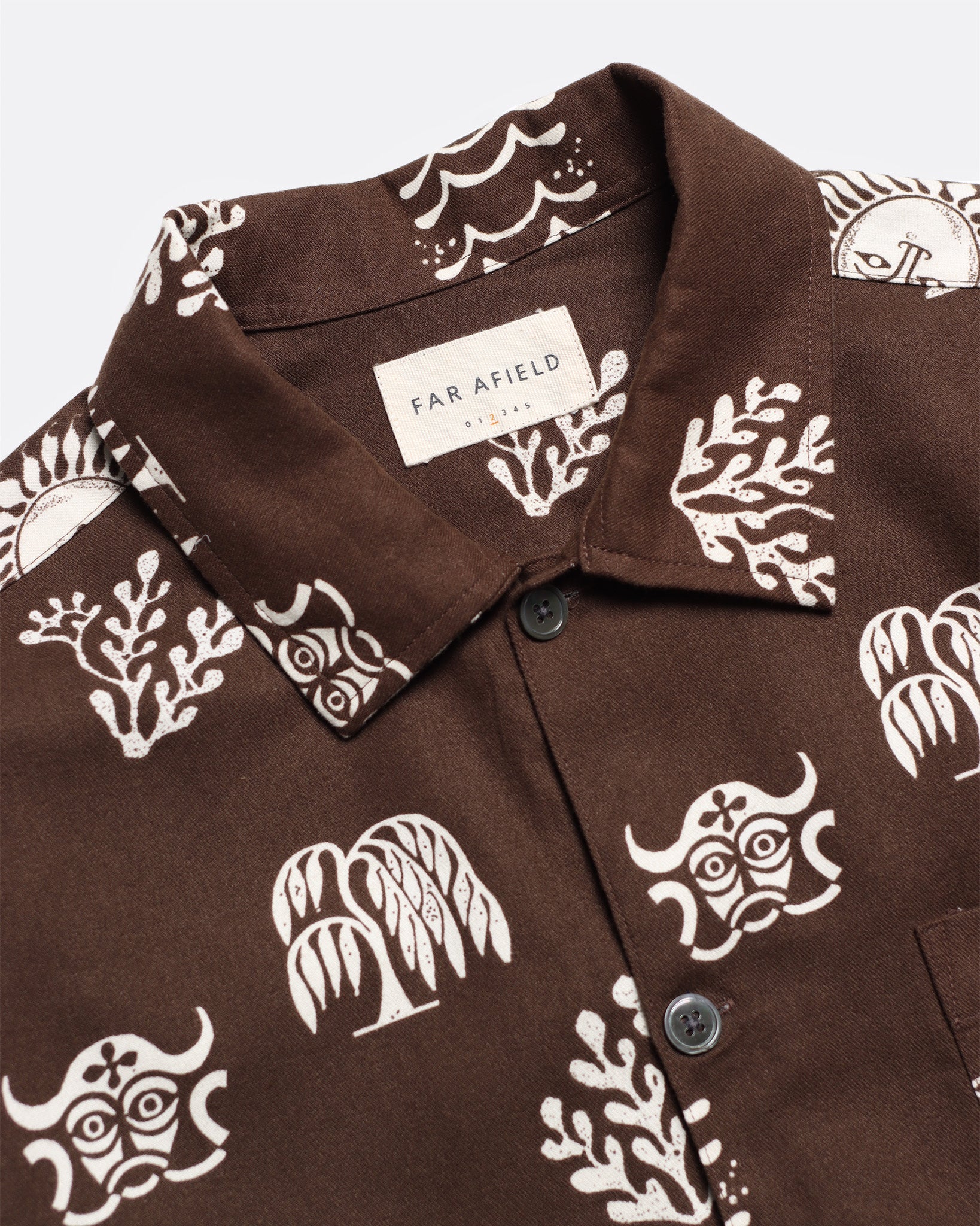 Far Afield Busey shirt - Slate Brown Print