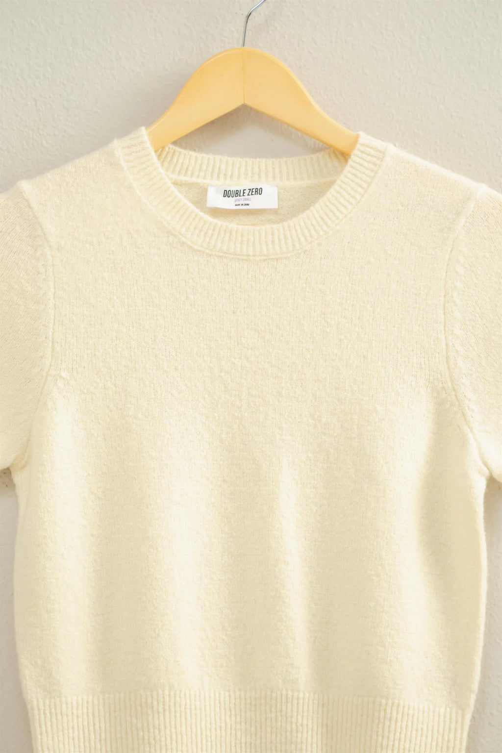 Short Sleeve Sweater Top - Cream