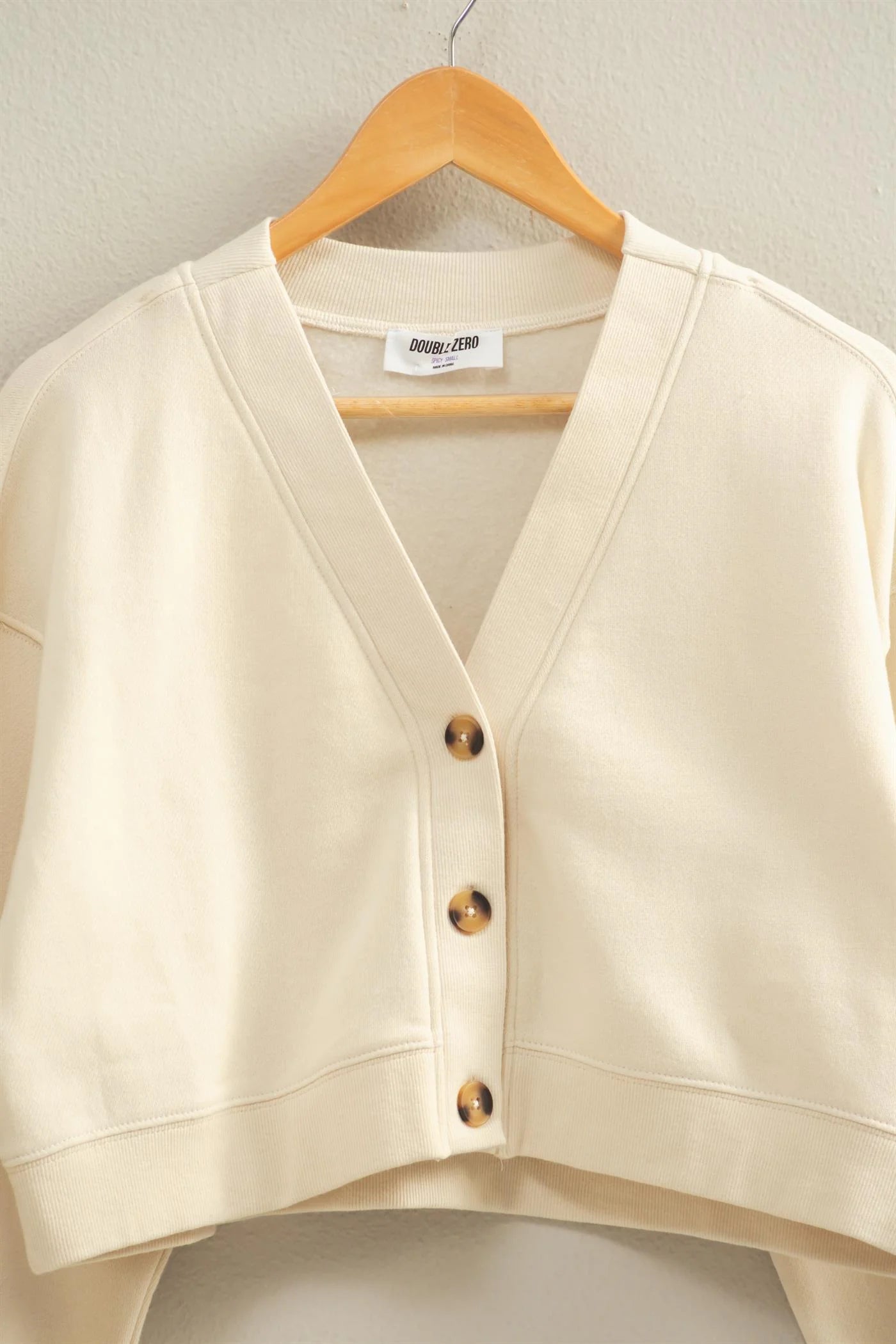 Washed French Terry Cropped Cardigan