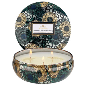 Voluspa French Cade Lavender 3 Wick Tin Candle