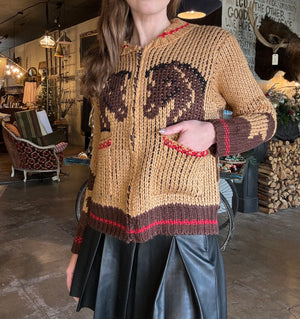 Bailey Rose Tan Western Horse Silhouette Sweater