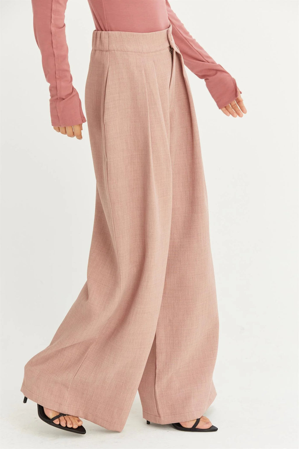 High-Waisted Trousers - Mauve