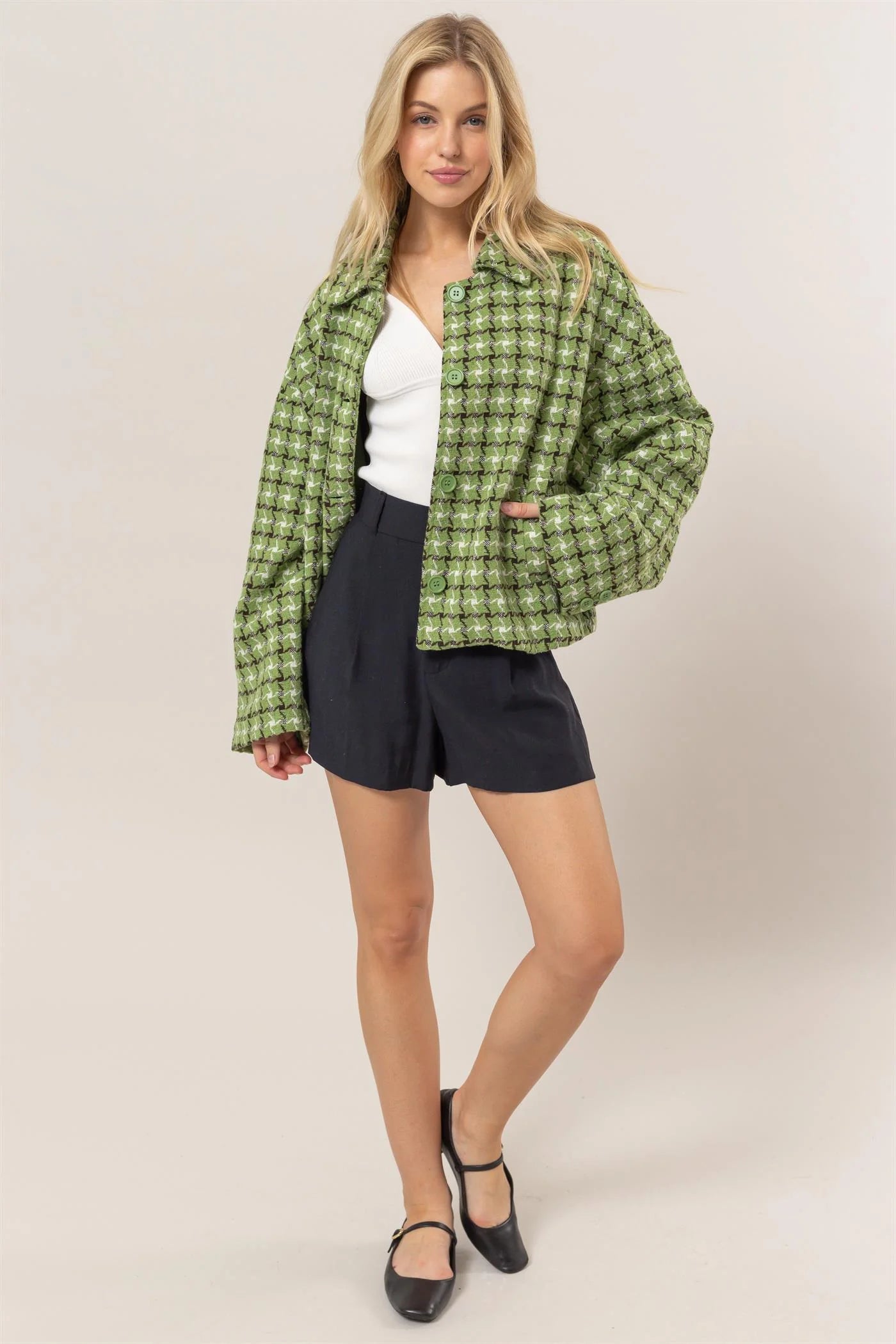 Tweed Plaid Oversized Jacket