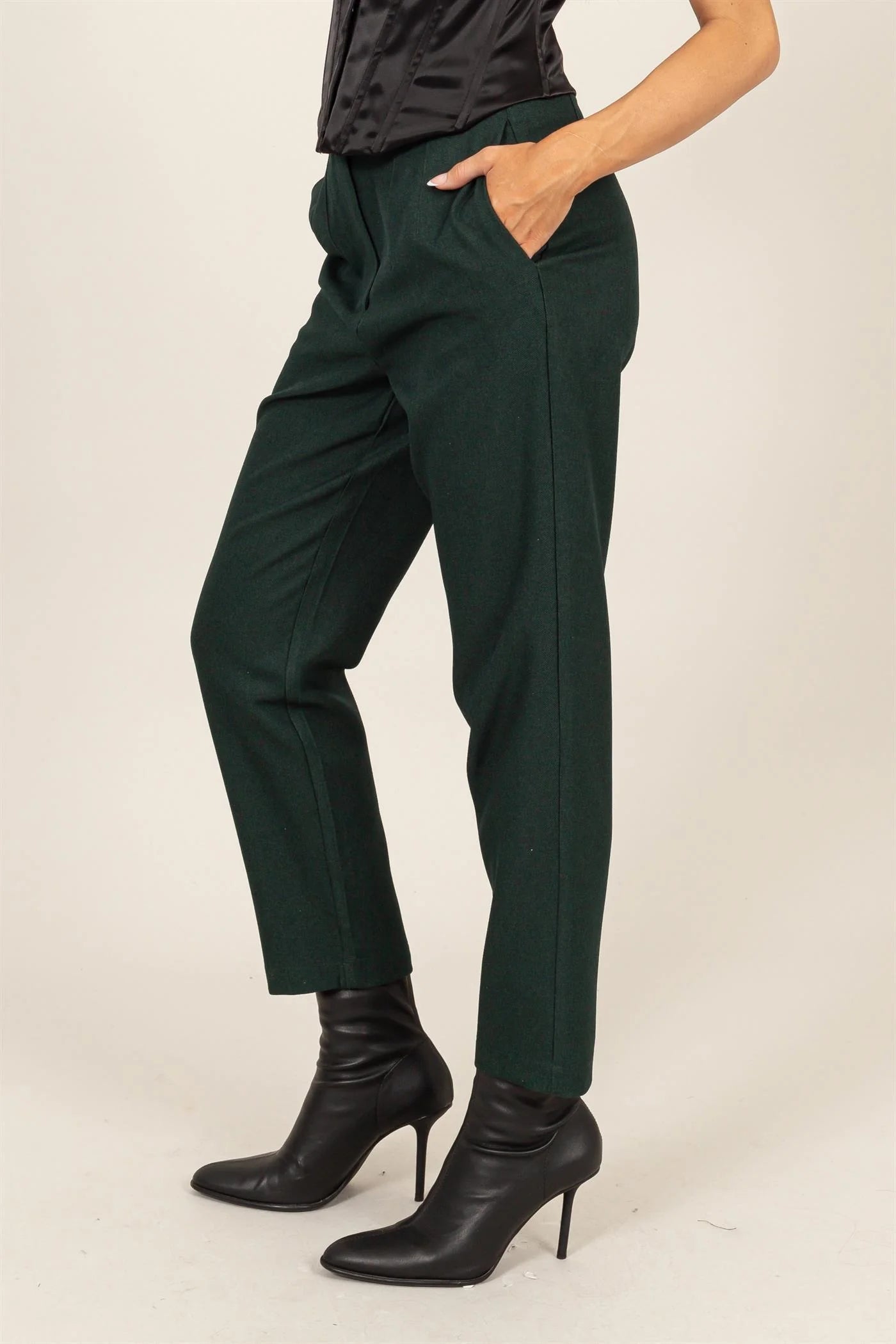 High-Waisted Tapered Slim Pants