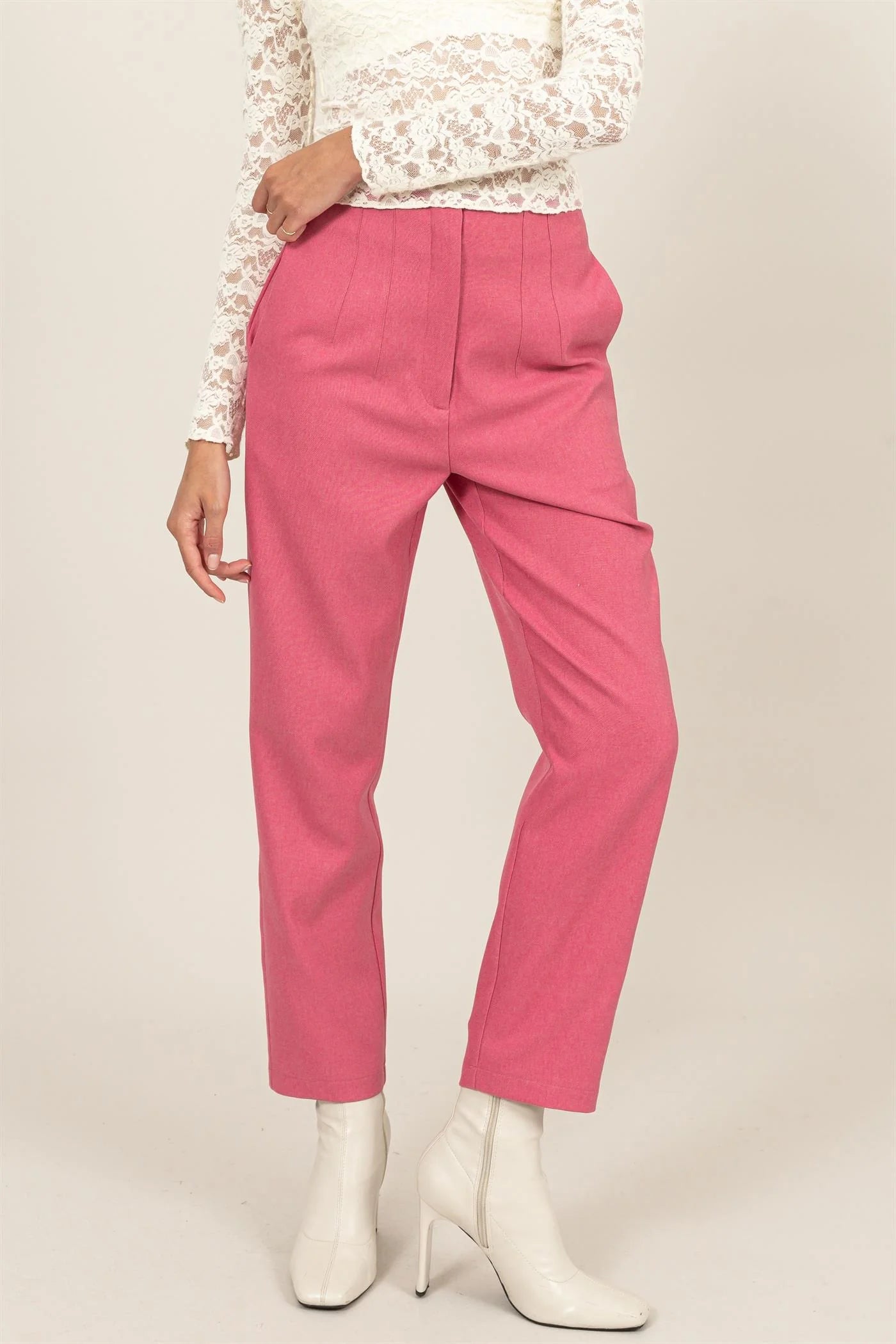 High-Waisted Tapered Slim Pants