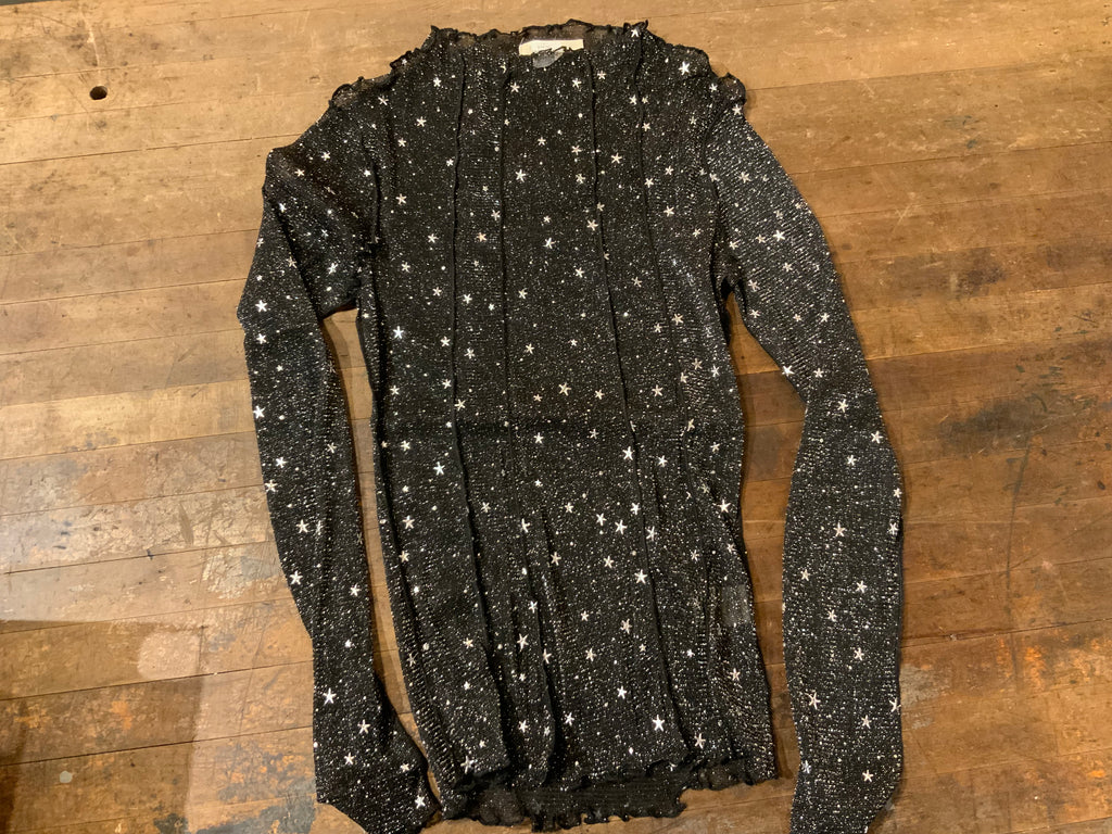 Black Sheer Layering Shirt w/Stars