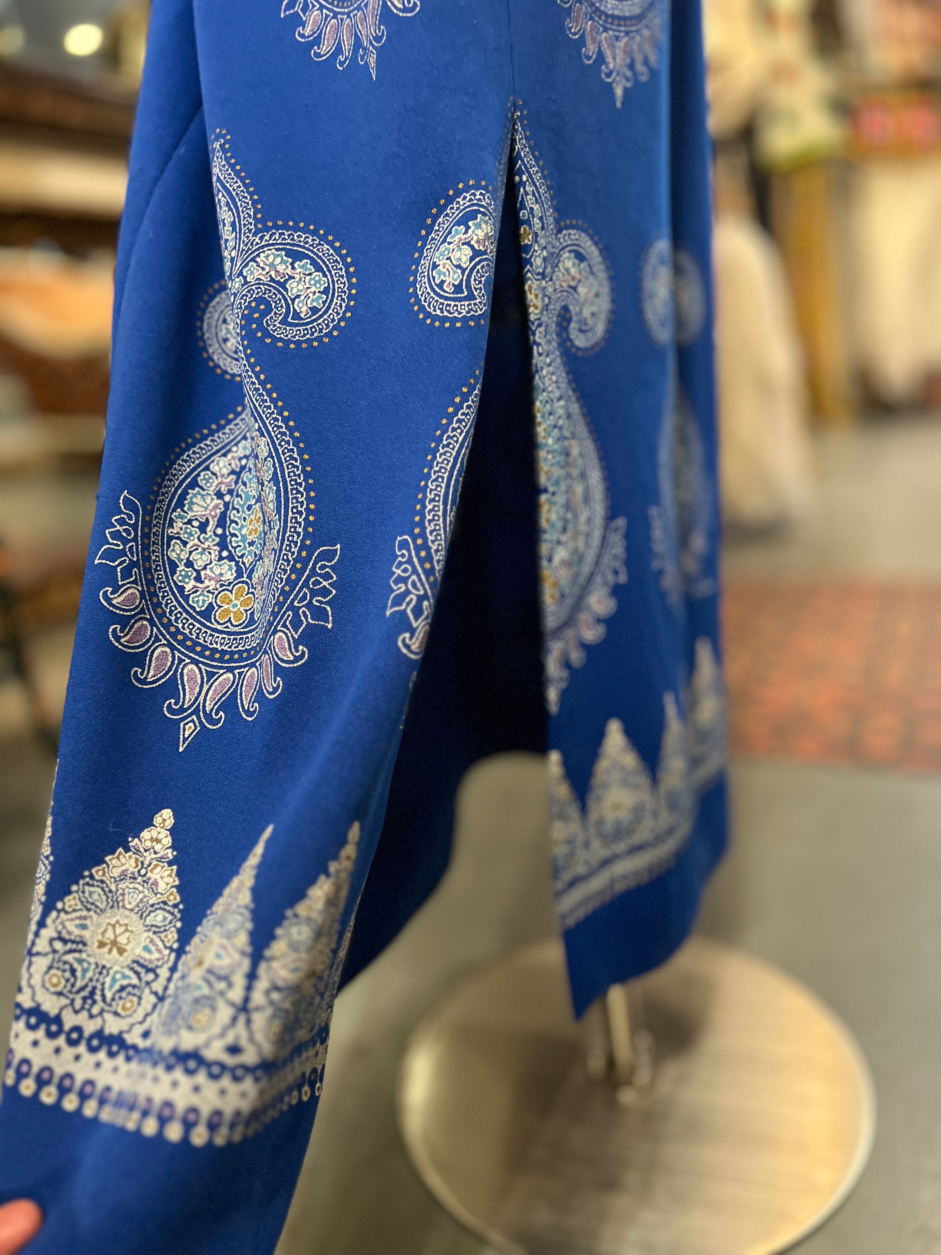 slim fit dress slacks Vintage Full Length Cobalt Blue Dress Size M