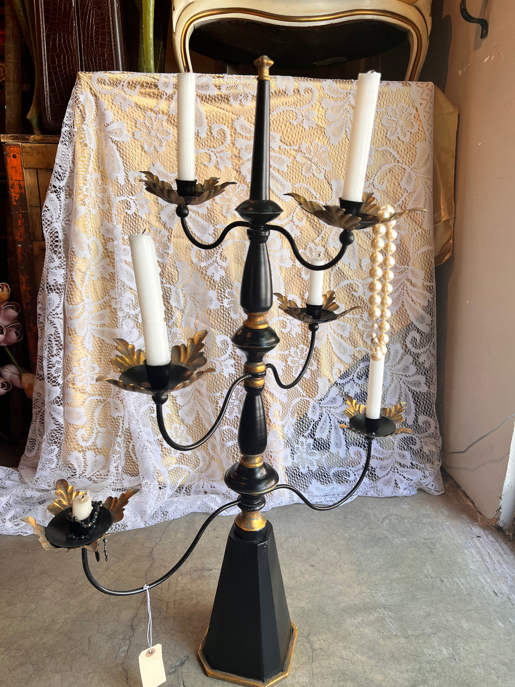 Vintage Black and Gold Candelabra