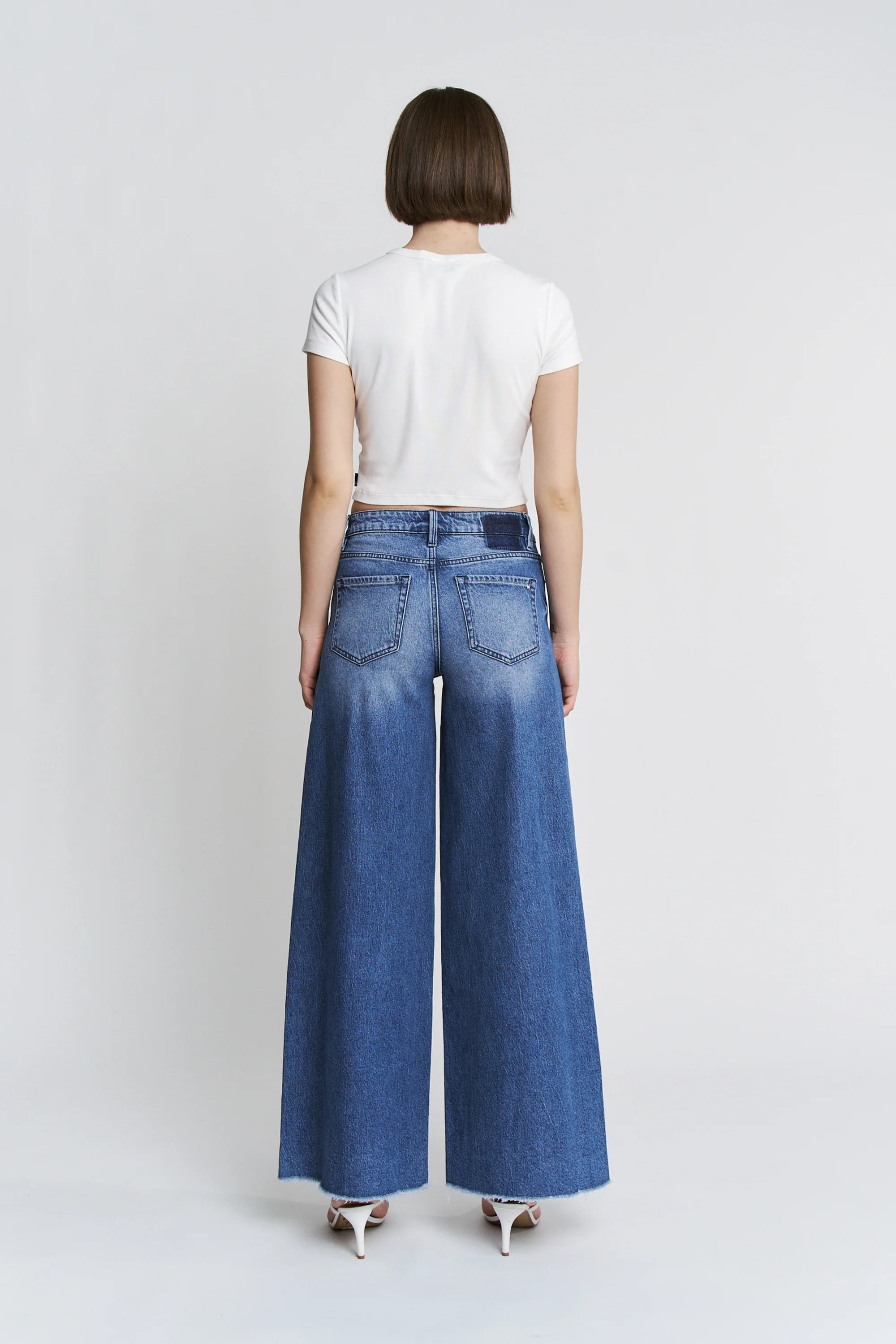 High Rise Wide Leg in Medium Sea