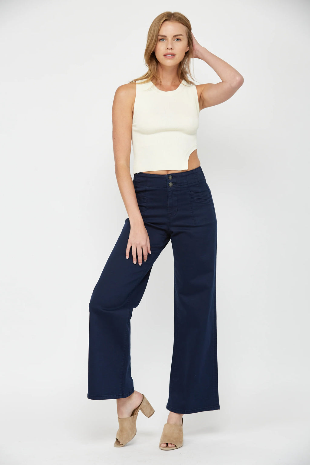 High Rise Wide Leg in Dark Navy