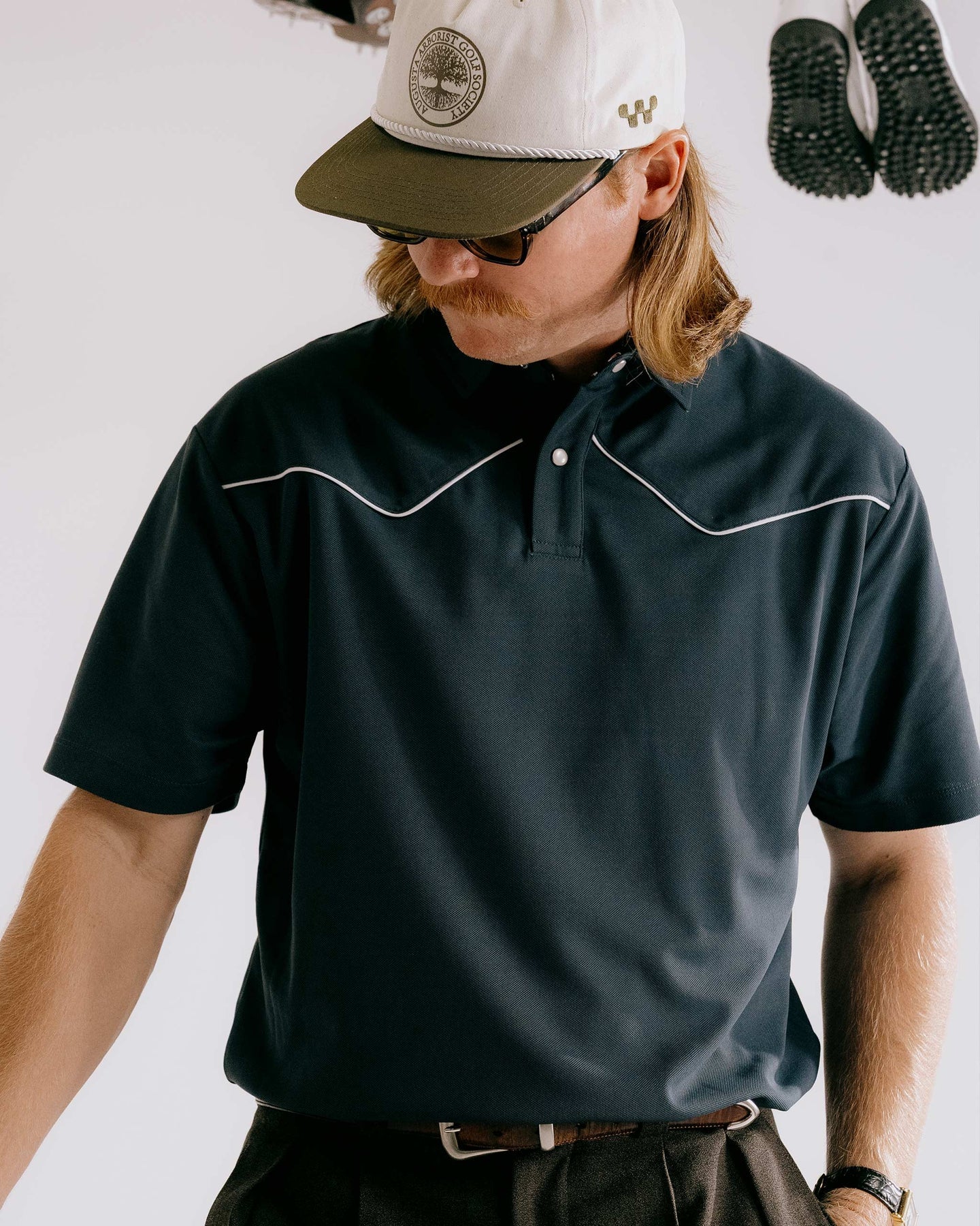 Devereux Western Polo in Deep Blue