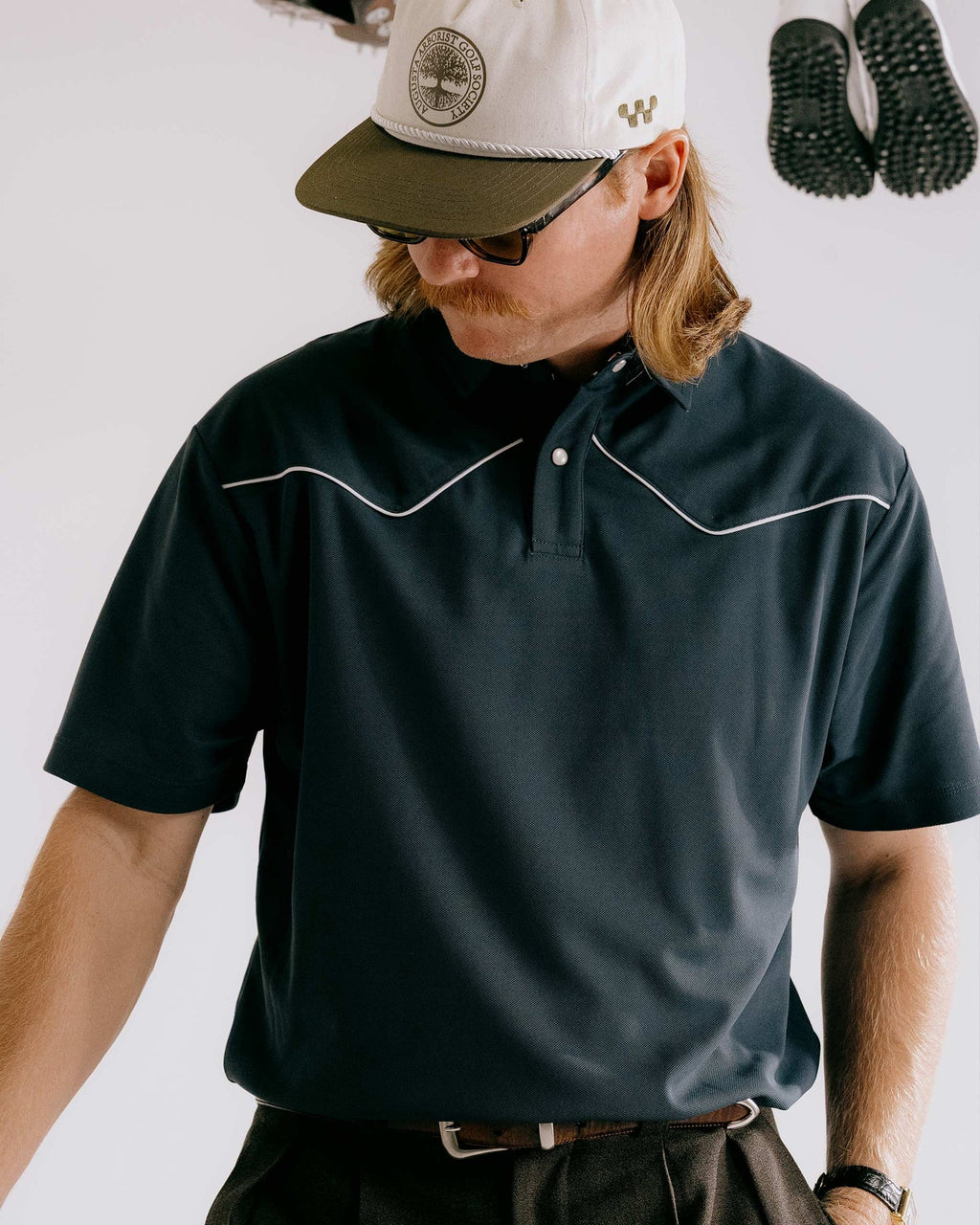 Devereux Western Polo in Deep Blue