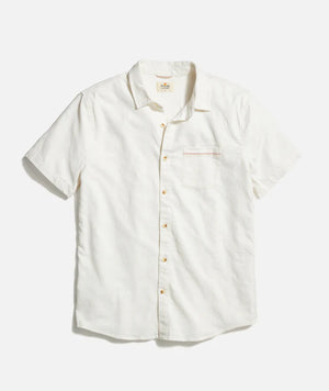 Marine Layer Classic Stretch Selvege Short Sleeve Shirt - White
