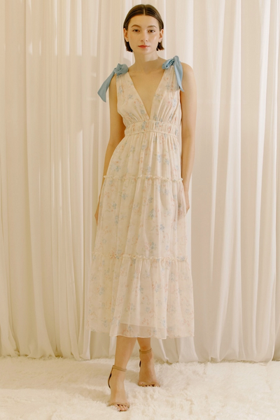 Storia Floral Print & Ribbon Strap Dress