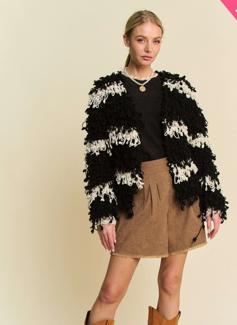 Davi & Dani Loop Knit Shaggy Cardigan