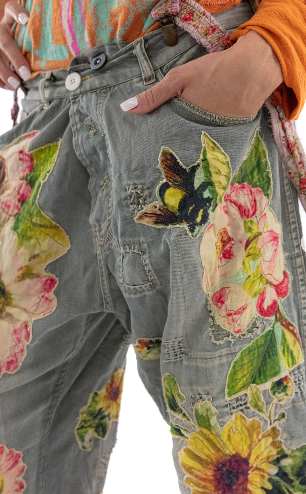 Twill Check Miners Pant w/Sunflowers