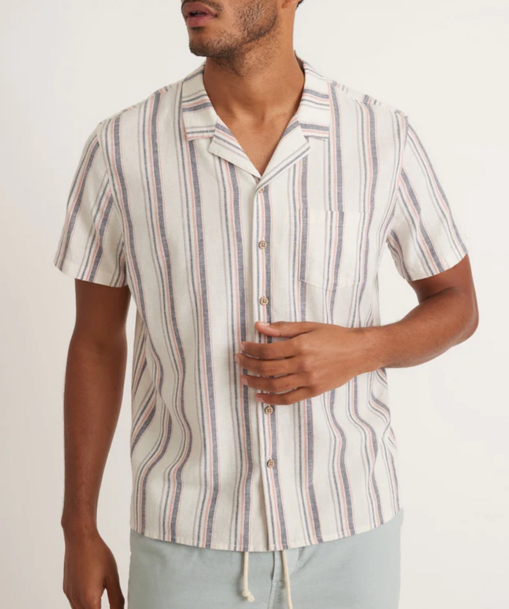 Marine Layer SS Vertical Stripe Resort Hemp Shirt