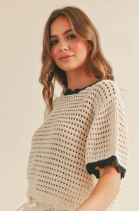 Miou Muse Knitted Scalloped Top