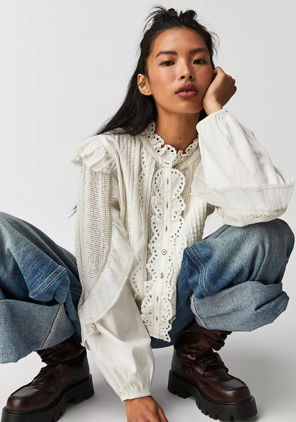 Free People Masai Mar Ruffle Blouse-Ivory – The Good Wolf Lifestyle Co