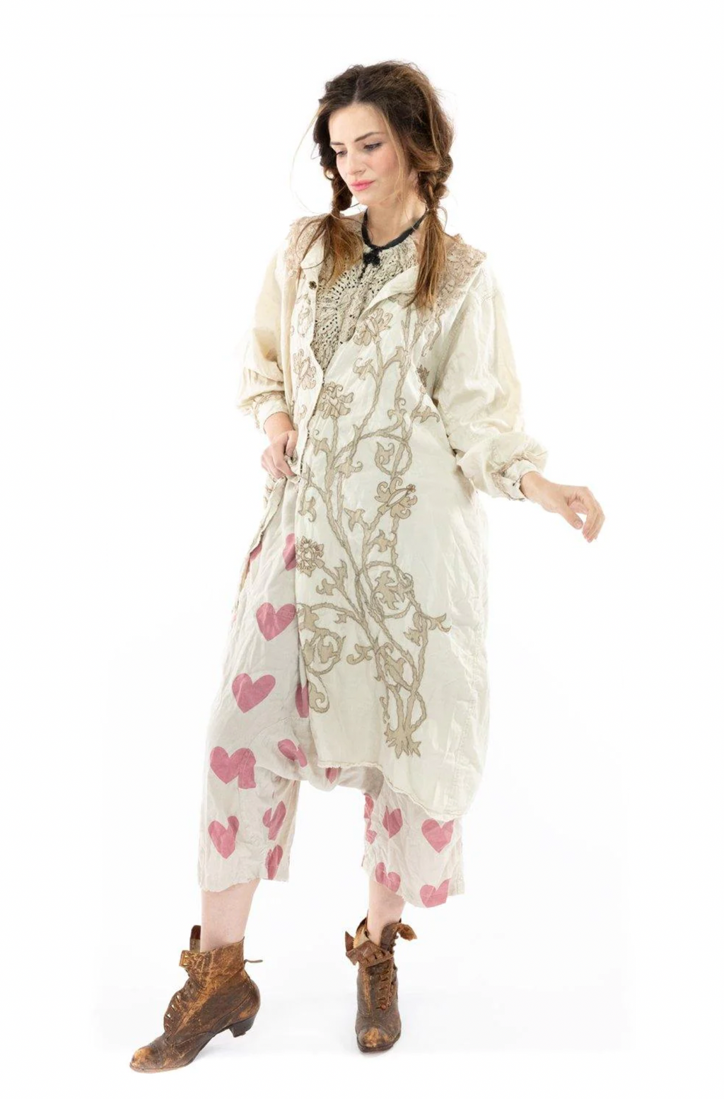 Magnolia Pearl Leola Embroidered Smock Coat