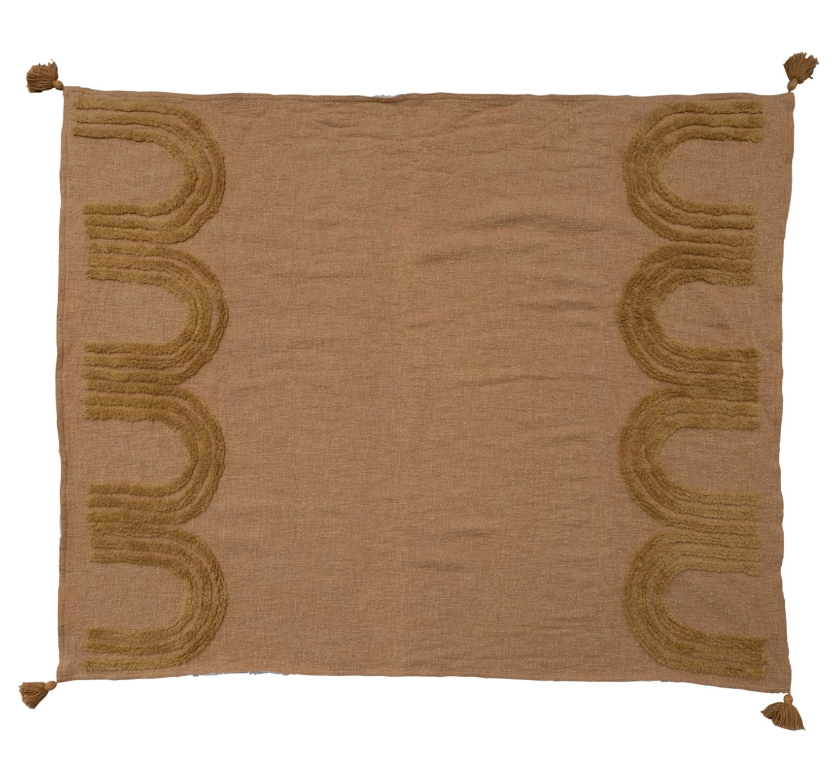 Cotton Blend Tufted Throw w/ Sherpa Back & Tassels