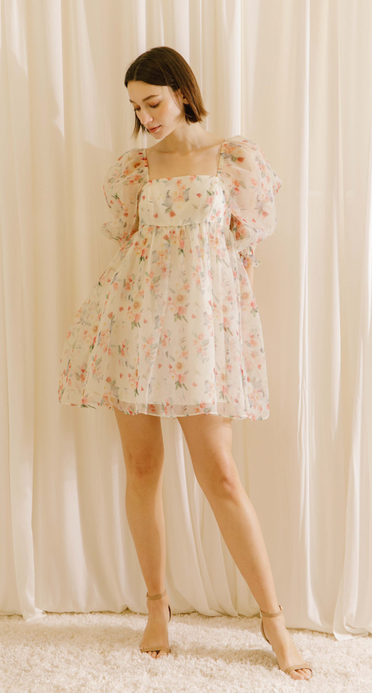 Cream/Multi Floral Mini Dress