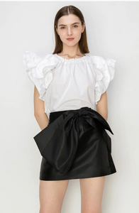 INA Cotton Puff Sleeves Ruffle Top