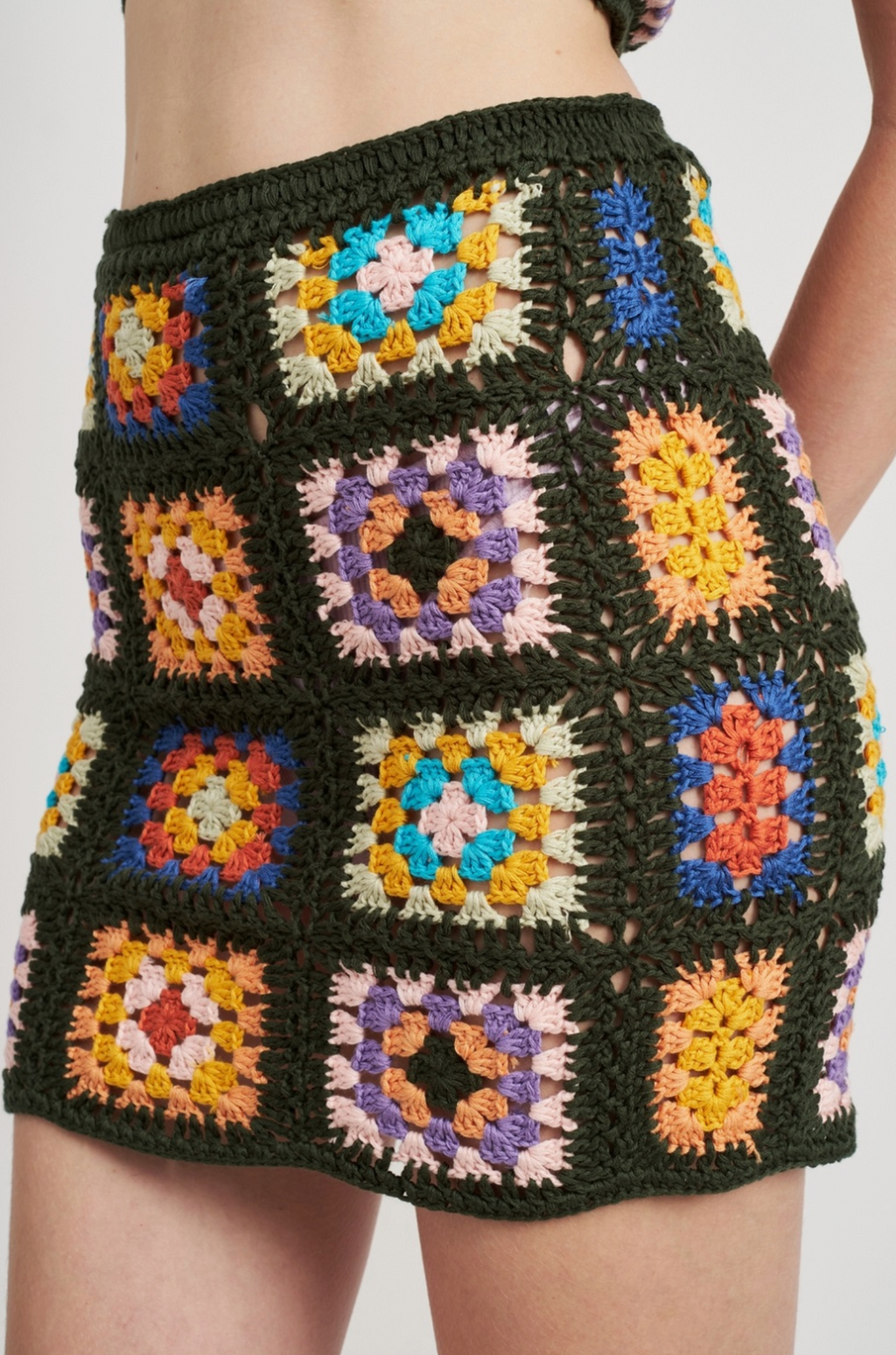 Floral Crochet Knit Mini Skirt
