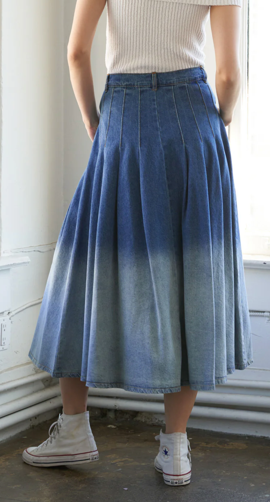 Flying Tomato State of Mind Denim Midi Skirt