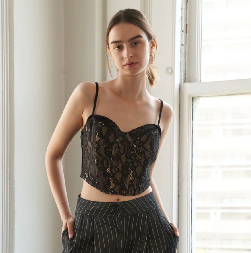 Flying Tomato Woven Lace Corset Top